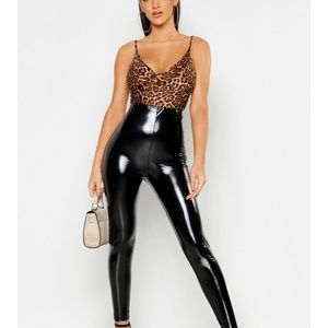 Boohoo High Waist Stretch Vinyl Leggings.
